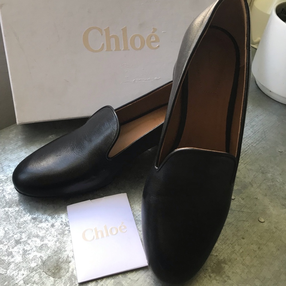 Chloe black leather loafer women’s 8.5